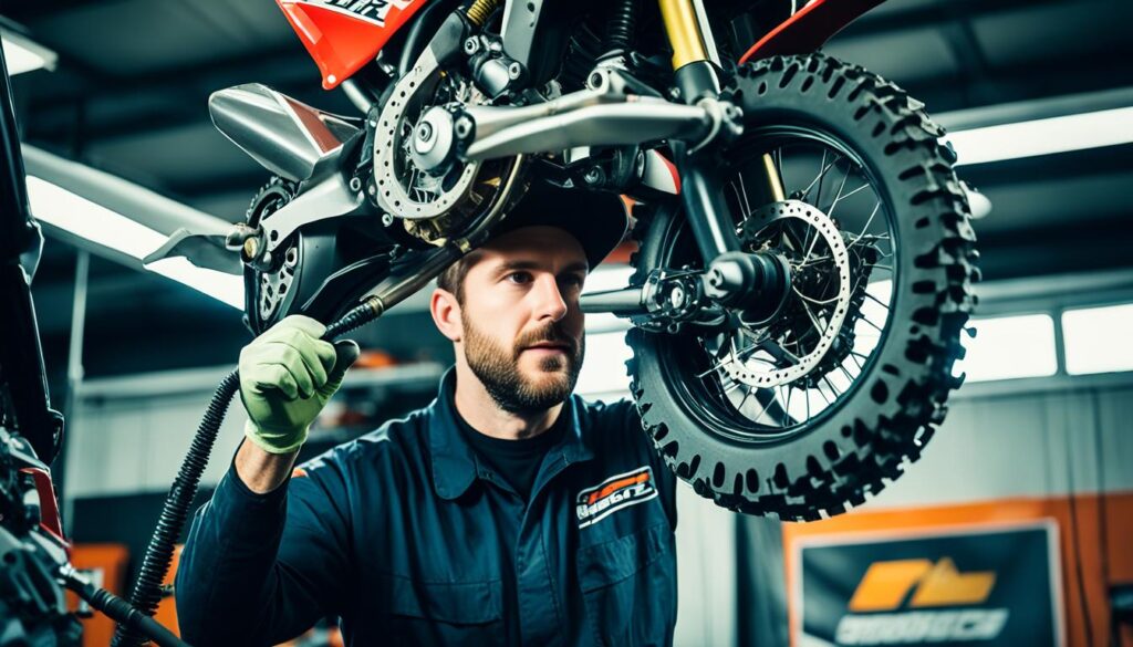 Sicherheitsinspektion eines Motocross-Bikes