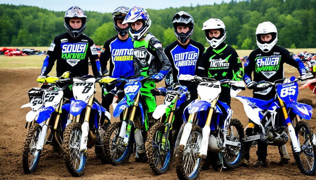 Teilnehmer in voller Motocross-Ausrüstung